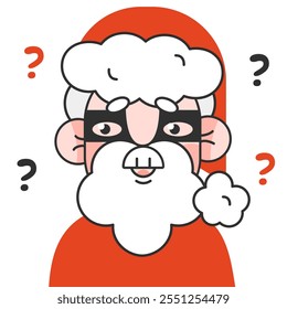 Secret Santa Claus avatar.Funny Christmas icon isolated on a transparent background.Secret Santa Party template.Santa portrait with mask. Vector illustration EPS 10