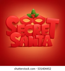 Secret santa concept invitation card with carnival mask. Vector illustration