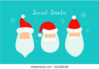 Secret santa. Cute vector banner. Christmas.