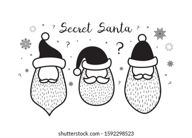Secret santa. Cute vector banner. Christmas.