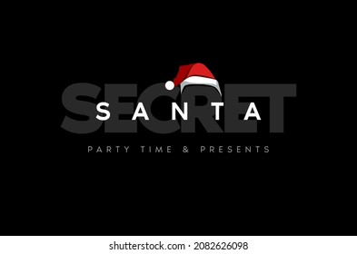 Secret Santa invitation template with Santa Claus hat. Vector. Illustration. Banner.