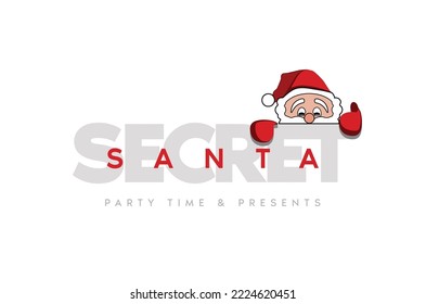 Secret Santa invitation template with Santa Claus hat. Vector. Illustration. Banner.