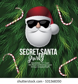 Secret Santa Invitation Template With Santa Claus. EPS 10 Vector.