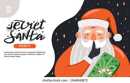 Secret Santa for Christmas party banner, gift box 27769311 Vector Art at  Vecteezy