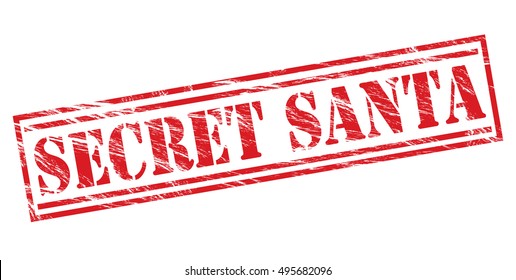 Secret Santa Red Vector Stamp On White Background