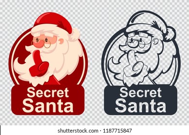 Secret Santa Vector Cartoon Funny Christmas Icon Isolated On A Transparent Background.