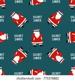 Secret Santa Wrapping Paper Seamless Pattern