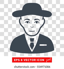 Secret Service Agent EPS vector pictograph. Illustration style is flat iconic smooth blue symbol on chess transparent background.