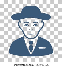 Secret Service Agent vector icon. Illustration style is flat iconic blue symbol on a chess transparent background.