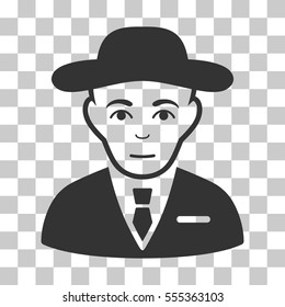Secret Service Agent vector icon. Illustration style is flat iconic gray symbol on a chess transparent background.