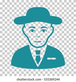 Secret Service Agent vector icon. Illustration style is flat iconic soft blue symbol on a chess transparent background.