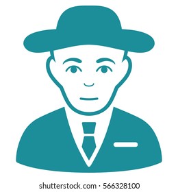 Secret Service Agent vector icon. Flat soft blue symbol. Pictogram is isolated on a white background. Designed for web and software interfaces.