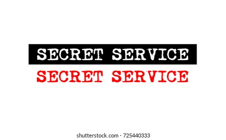 secret service red grunge rubber stamp badge with typewriter font on various styles set