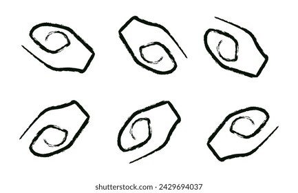 Geheime Zeichen, Spiralen. Die Linien des Pfades. Zyklische Symbole. Tattoo . Rahmen von ungewöhnlicher Form. Todesspirale. 