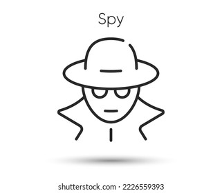 Secret spy agent icon. Financial fraud sign. Incognito, private or anonymous thief. Illustration for web. Line style spy or gangster icon. Editable stroke mystery fraud. Detective person. Vector svg
