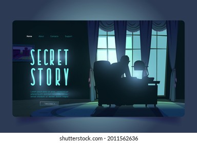 Secret story tour banner with spy in night office