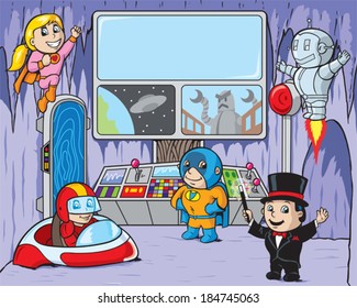 Secret super headquarters. With Vector, characters can be easily moved.