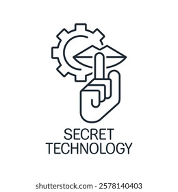 Secret technology. Vector linear icon illustration isolated on white background.