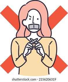 Secret A woman with a closed mouth Simple Illustration