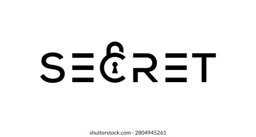 secret word mark lettering typography secret for padlock logo design