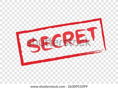 secret word stamp in red square frame on transparency background