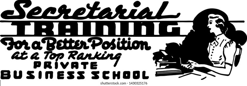 Secretarial Training - Retro Ad Art Banner for Business
