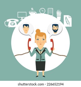 secretary answers the phone illustration