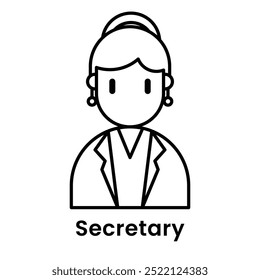 Secretary avatar character cartoon design style, Editable vector stroke outline.