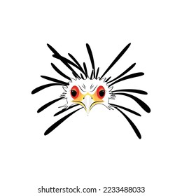 secretary bird head isolated vector
