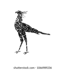 Secretary bird spiral pattern color silhouette animal.