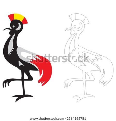 Secretary Bird Vector Illustration. Uganda Coat Of Arms
