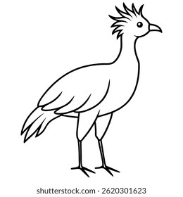 Secretary bird vector line art on white background