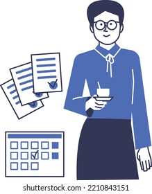 Secretary, businesswoman. Vector character employee of the company.