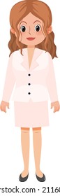 A secretary cartoon character on white background illustration