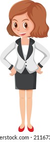 A secretary cartoon character on white background illustration
