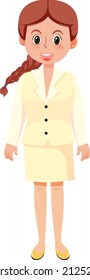 A secretary cartoon character on white background illustration