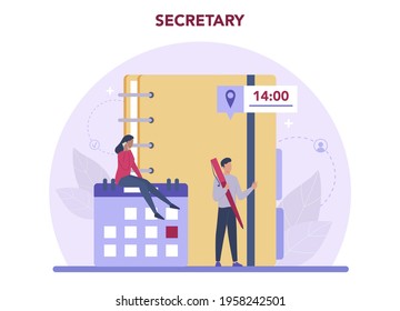 Secretary concept. Receptionist answering calls and assisting