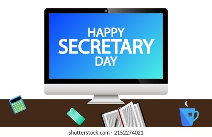 Secretary day happy workplace, vector art illustration.