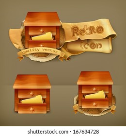 Secretary desk, vector icon