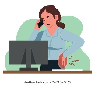 secretary feeling back pain office concept irritation.