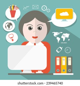 Secretary Flat Design Vector Illustration