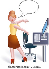 A secretary is getting exercise at work.