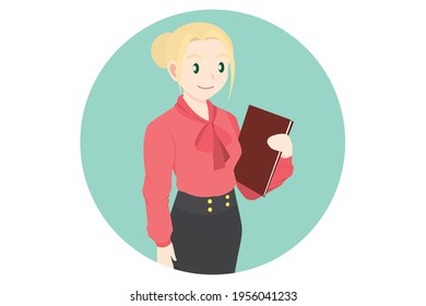 Secretary with holding the file in hand