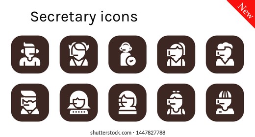 secretary icon set. 10 filled secretary icons.  Simple modern icons about  - Call center, Operator