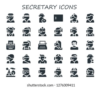  secretary icon set. 30 filled secretary icons. Simple modern icons about  - Call center, Operator, Type, Typewriter, Tipi