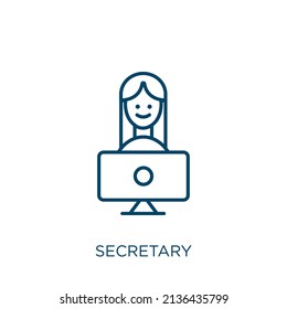 secretary icon. Thin linear secretary outline icon isolated on white background. Line vector secretary sign, symbol for web and mobile