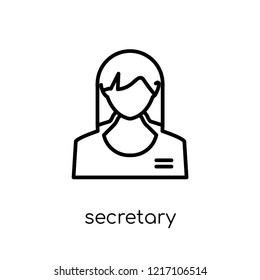 secretary icon. Trendy modern flat linear vector secretary icon on white background from thin line Professions collection, editable outline stroke vector illustration
