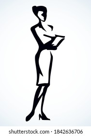 Secretary with a notepad. Vector drawing