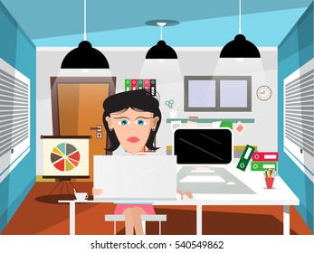 Secretary in Office Vector Illustration