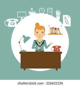 secretary on a workplace illustration